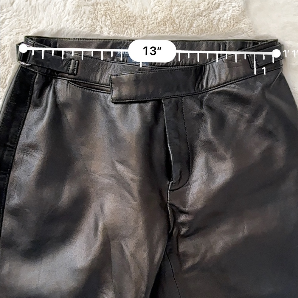 Ralph Lauren espresso brown (almost black)  leather pants with suede trim - Picture 11 of 11